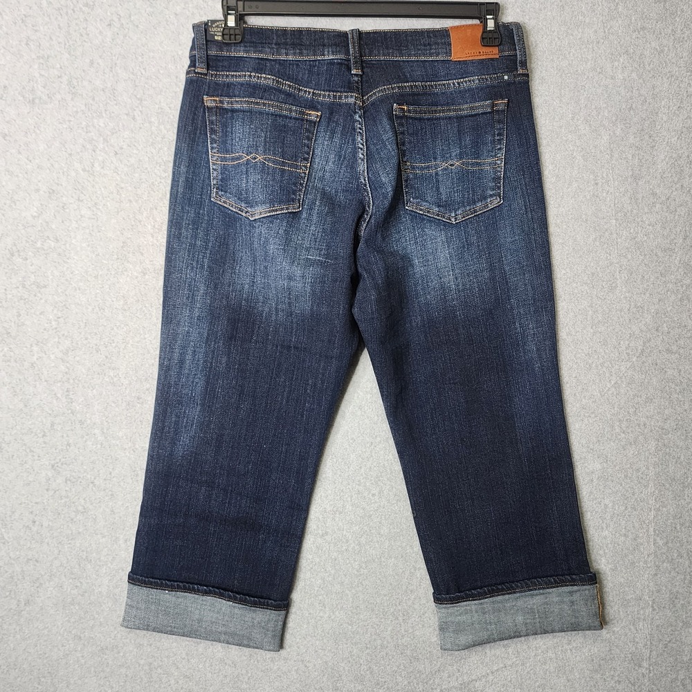 Lucky Brand Jeans Womens 8/29 Blue Denim Dark Wash Easy Rider Crop 33x26 Casual - Picture 2 of 13